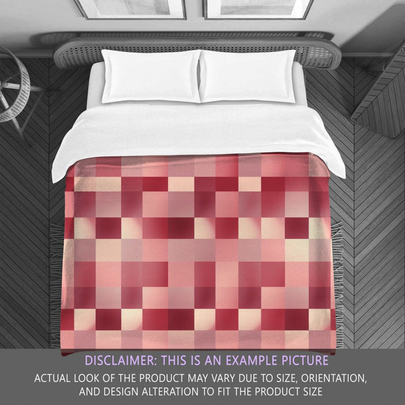 Machine Printed Comforter, Queen Comforter, Pink/Red Checkered