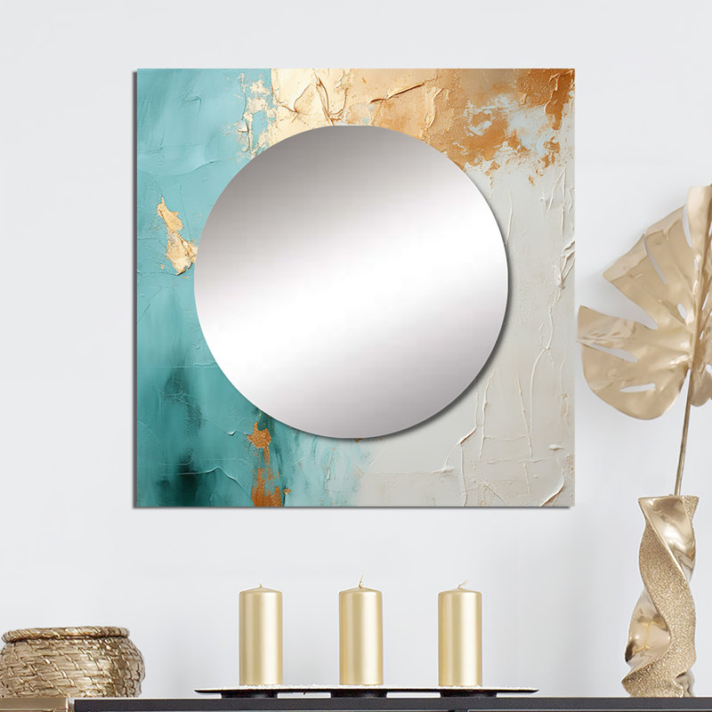 Ithiel - Miroir abstrait mural pour salle de bain, 36 po x 36 po