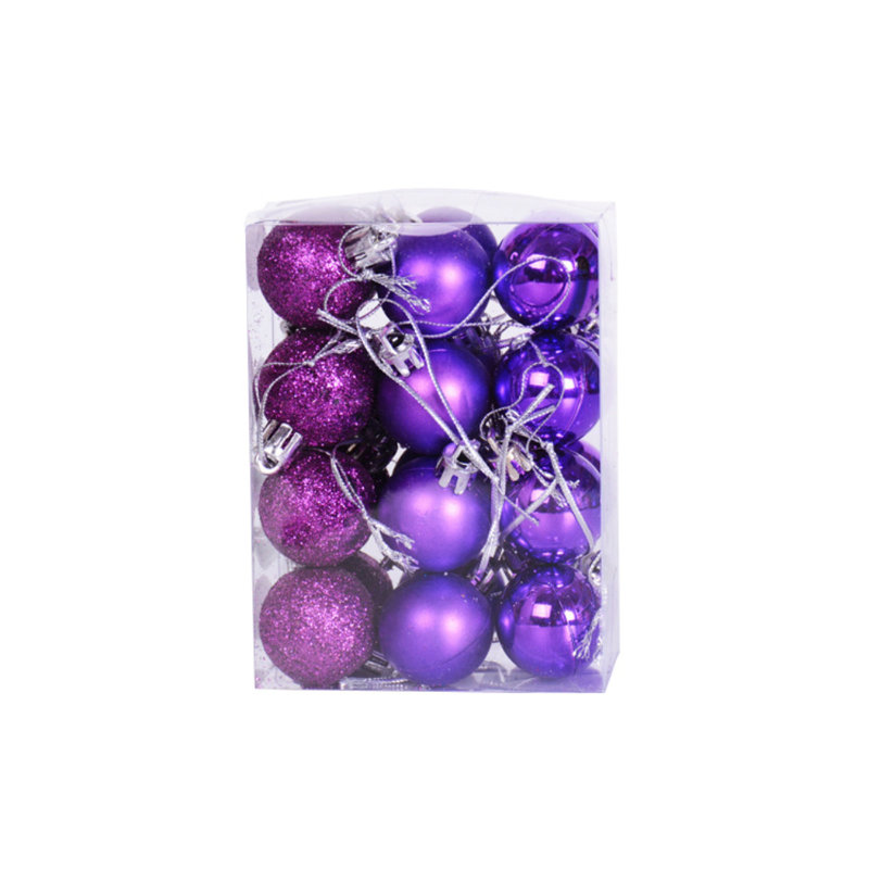 Ornement 24 boules en plastique, Mauve
