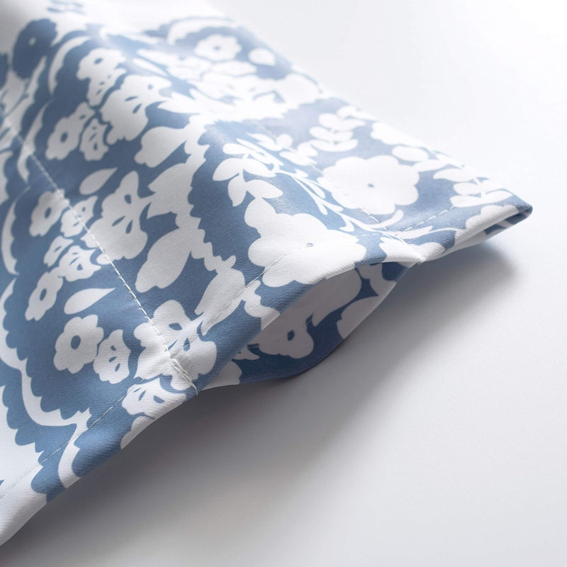 Cantonnière florale sur mesure 52 po, Bleu poudreux, l 52 po x L 14 po