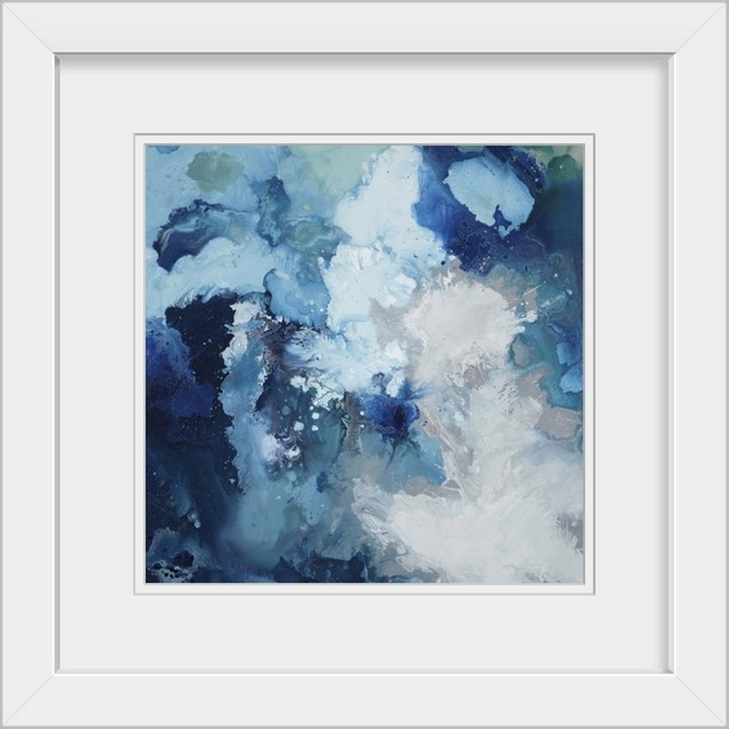 Silvio " Blu Flo ", Framed Print, 20" H x 20" W x 1" D, White