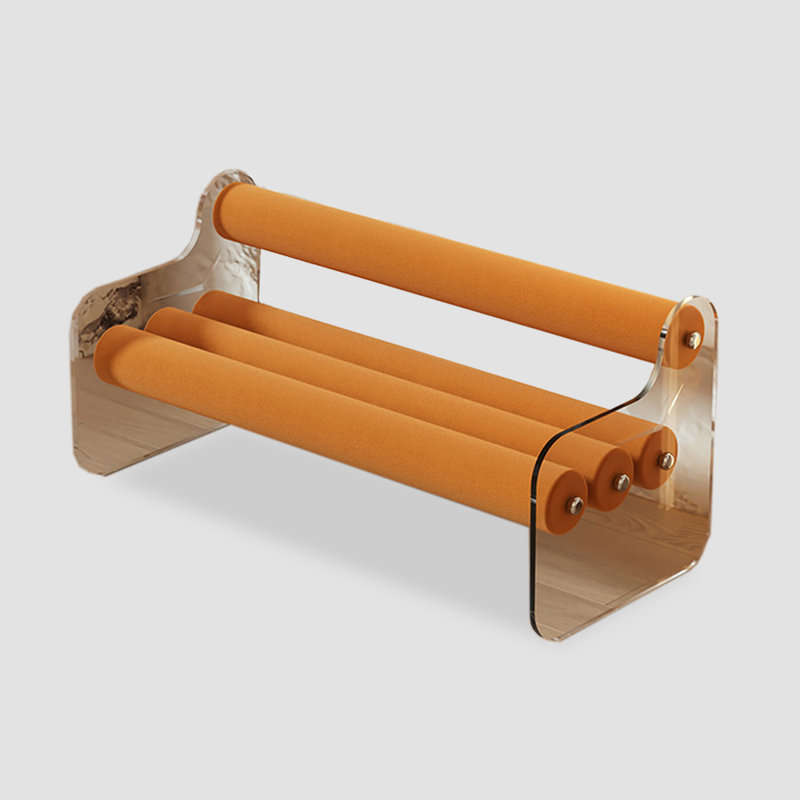 Banc de lit tapissier en acrylique transparent, Orange