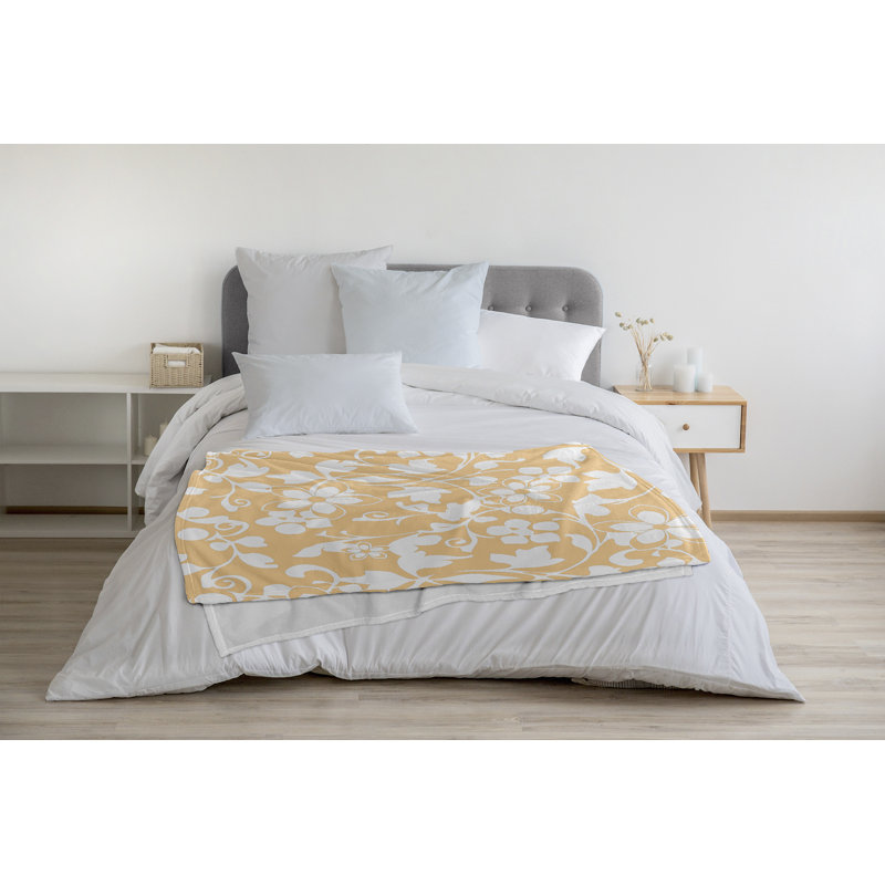Jeté polaire floral, L 60 po x L 80 po, 1.95, Jaune maïs