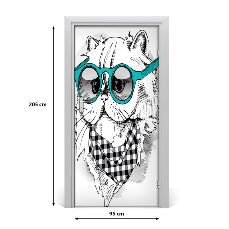 Cat With Glasses Door Decal