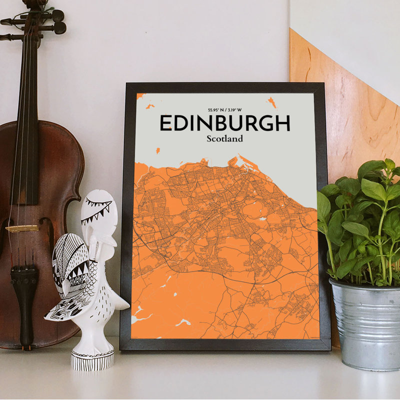 Edinburgh City Map - No Frame Print, 43.2cm H x 27.9cm W x 0.13cm D