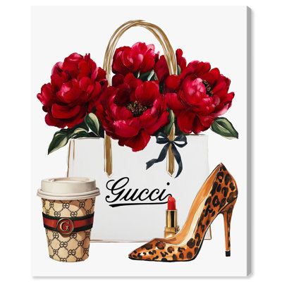 Leopard Heel Red Bloom Canvas Fashion Wall Art by Art Remedy
