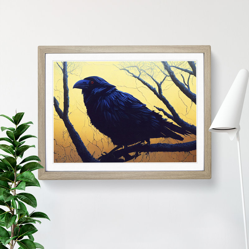 Great Raven Bird - Print, 34cm H x 46cm W, Oak