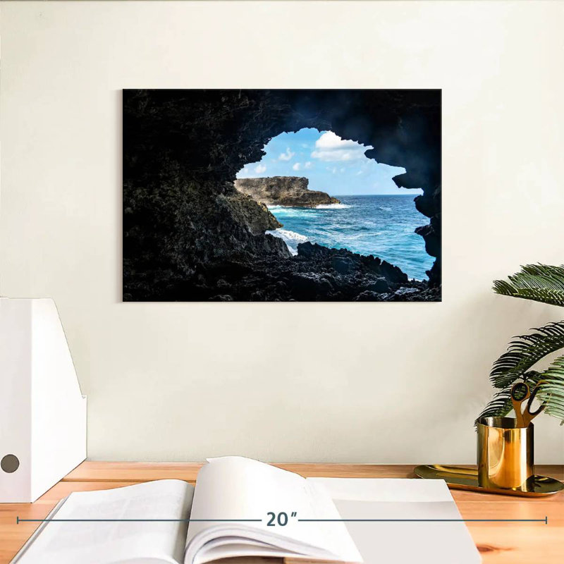 Gillard, Barbade, bord de mer, grotte, H 8 po x l 12 po