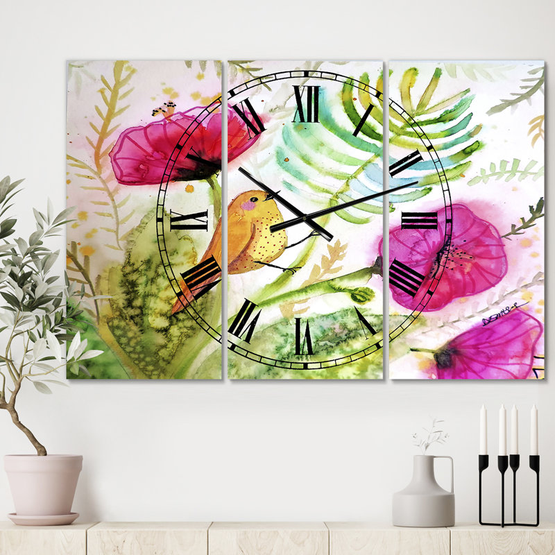 Horloge murale 3 panneaux