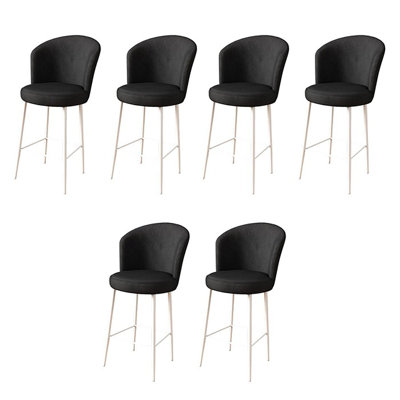 Ensemble de tabourets de bar modernes (6 pièces), noir et blanc, 18,1 po x 42,1 po x 15,7 po | Structure 100% métal, tissu Babyface, siège d'une hauteur de 29,5 po | Idéal pour les bars à domicile, les restaurants et les hôtels, design élégant et durable
