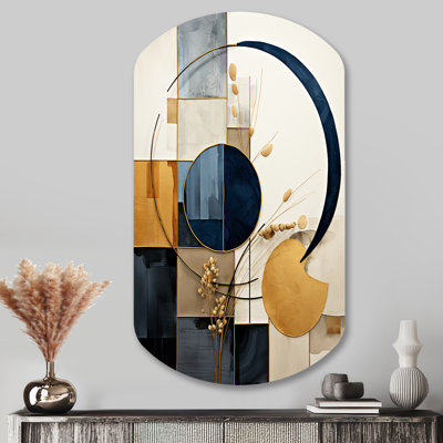 Organic Simplicity Minimal Geometry Navy Blue II - Modern Geometric Cylinder Shape Assymterical Metal Wall Art