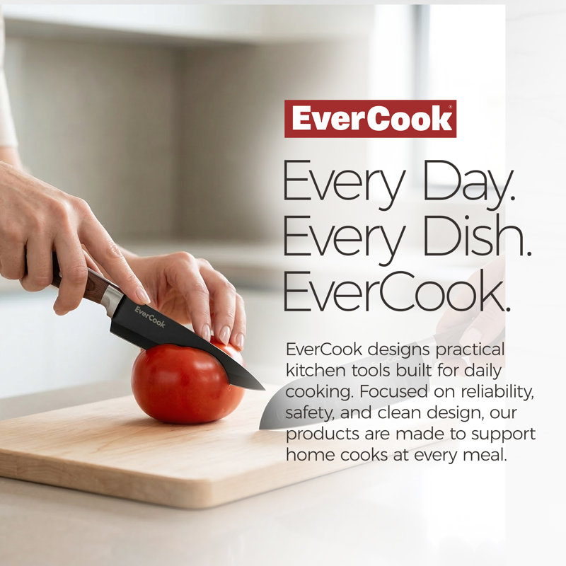 Ensemble de couteaux de cuisine 4 pièces EverCook avec fourreaux à lame, acier inoxydable noir 2,0 mm