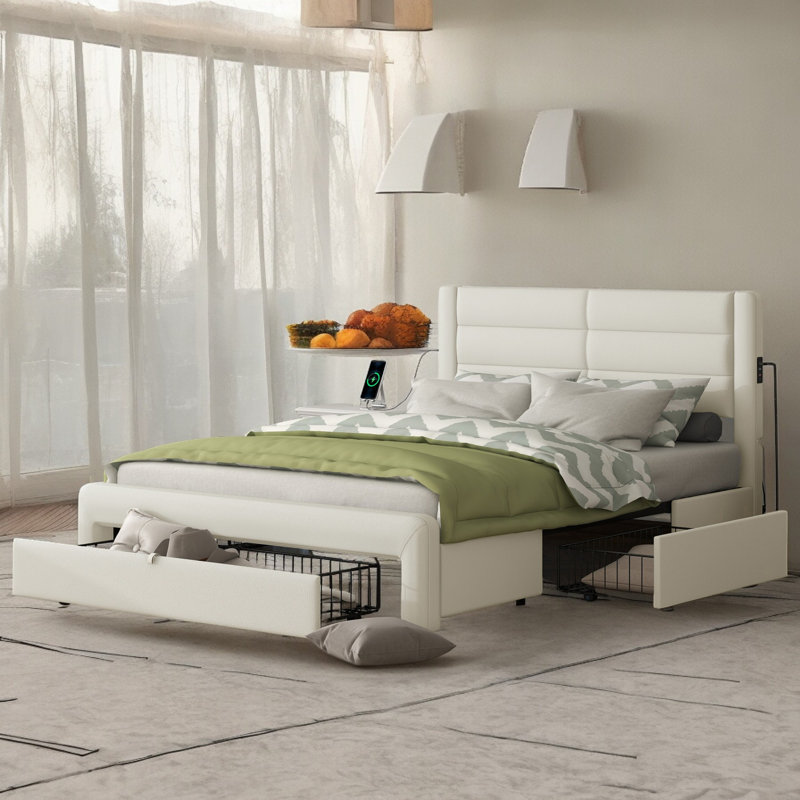 Lit avec rangement Dolina, Blanc