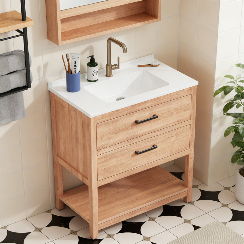 30'' Single Bathroom Vanity With Sink Top, Natural