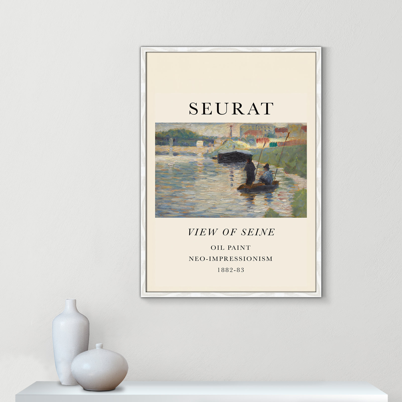 View Of Seine by Georges Seurat, No, White Single Picture Frame, 35.5" H x 25.5" W x 0.75" D