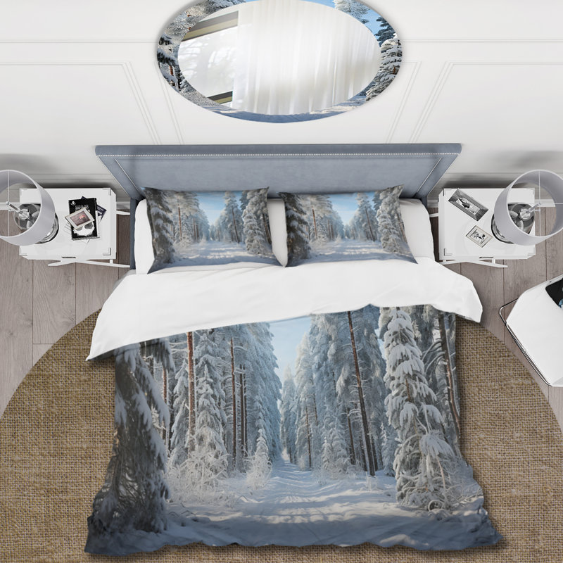 Ensemble de housse de couette en microfibre / polyester Winter Snowy Evergreen III Bedding