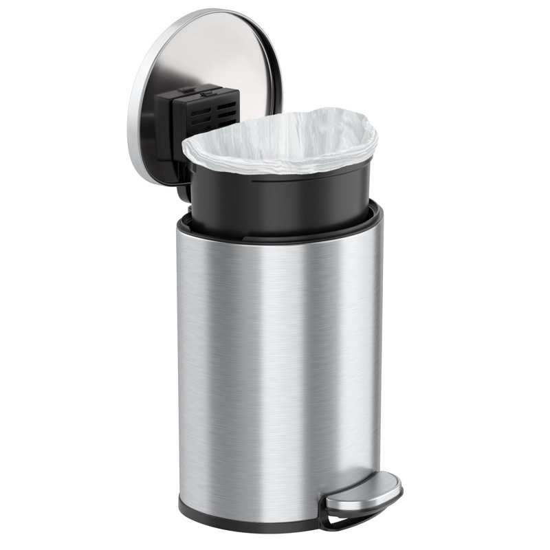 SoftStep 3 Gallon Brushed Stainless Steel Semi-Round Trash Can with Odor Filter