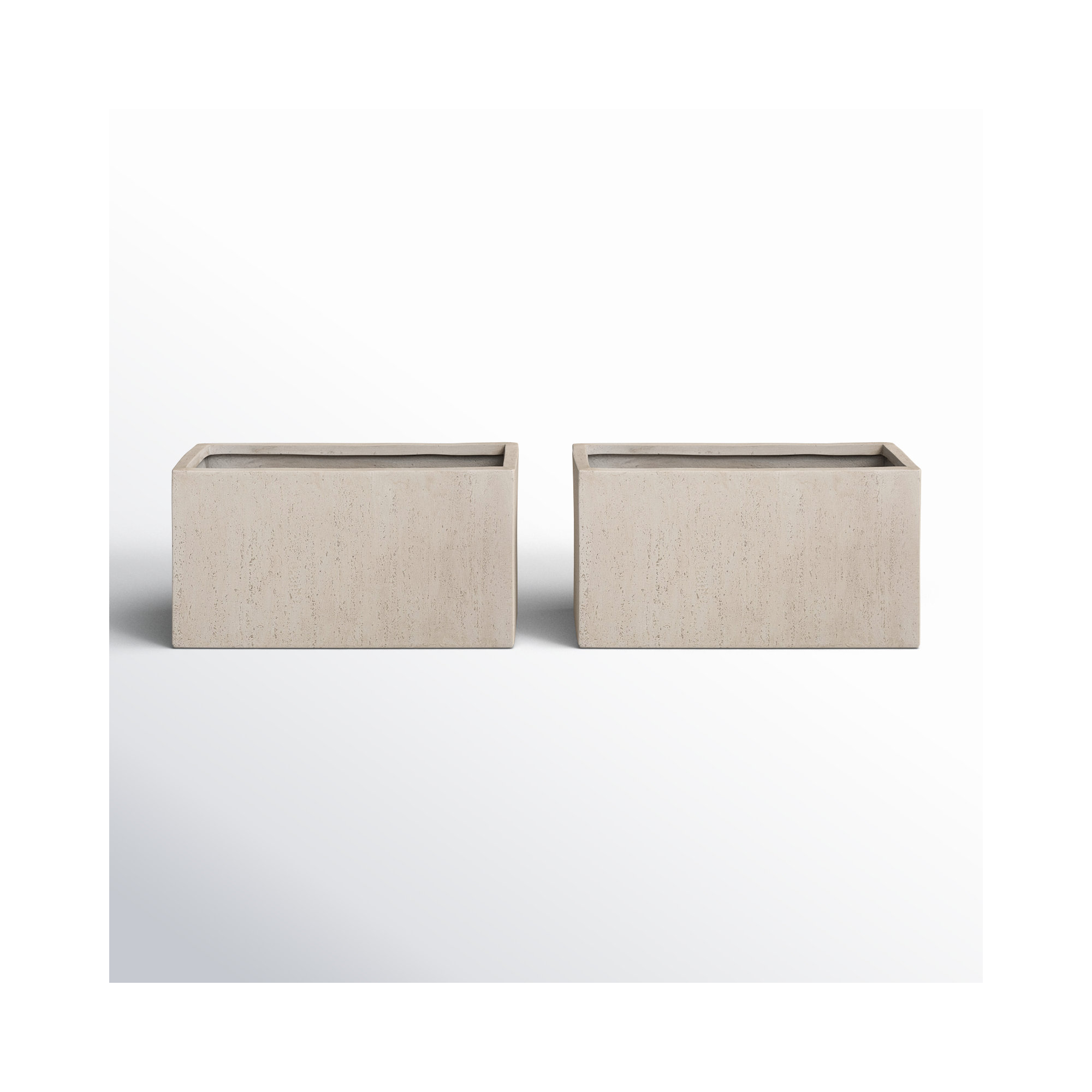 Shiner Lightweight Concrete Planter Box Set, 16" H x 31.25" W x 15.75" D, 2, White