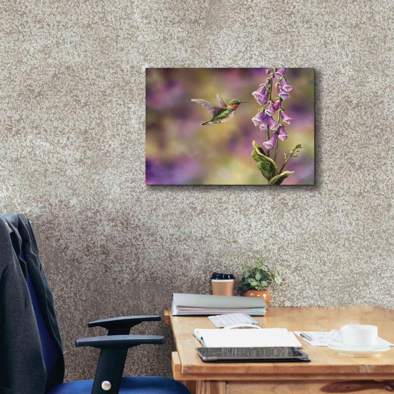 «Spring Hummingbird» par Sarah Davis, art mural sur toile, H 24 po x l 20 po