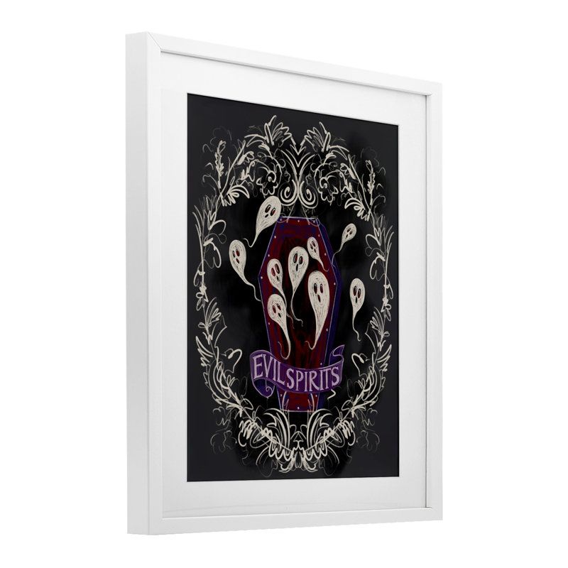 «Evil Spirits Ghost», reproduction encadrée sous verre, conception de Connie Summers, H 16 po x l 13 po, Cadre blanc côtier