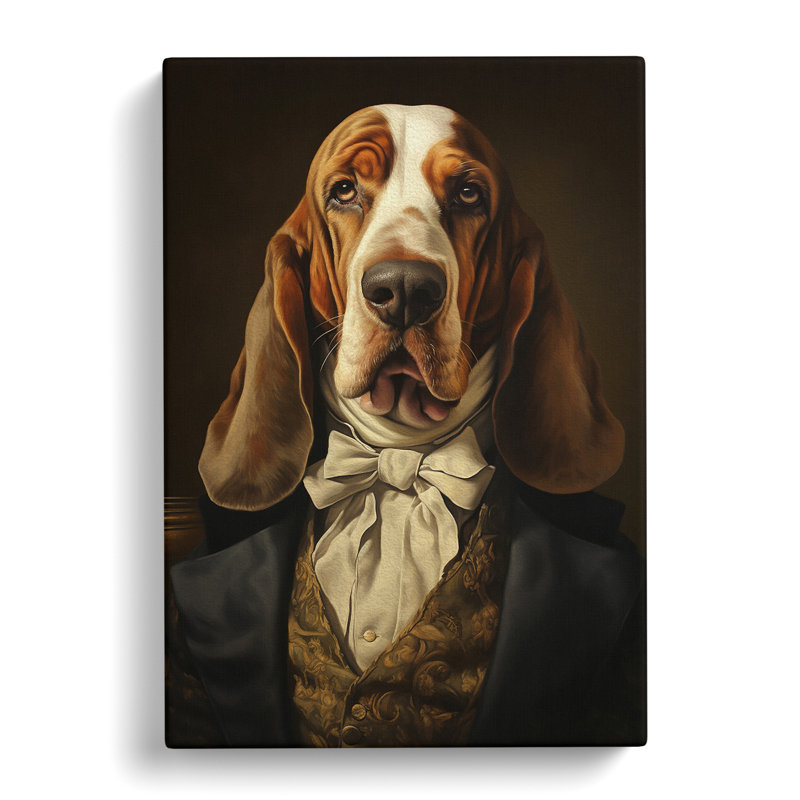 Basset Hound Classicism Art No.2 - Wrapped Canvas, 76cm H x 50cm W x 3cm D