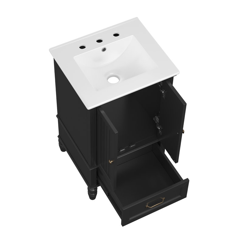 Antony 20'' Single Bathroom Vanity With Ceramic Top, Black