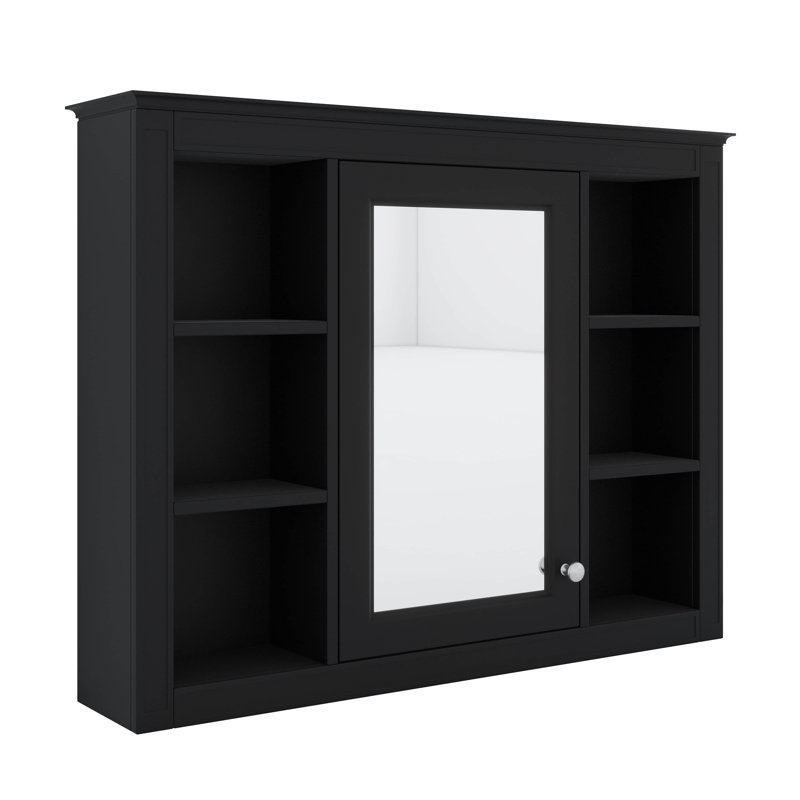 Armoire à pharmacie murale avec miroir, 6 tablettes ouvertes