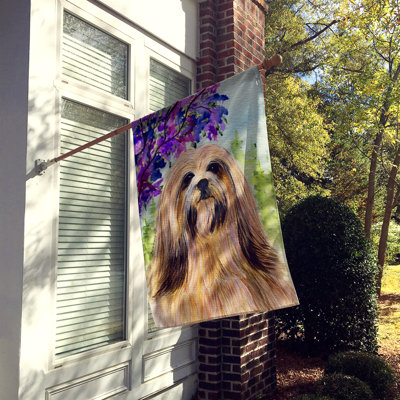 Lhasa apso 2 côtés polyester 40 x 28 po drapeau maison
