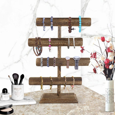 4 Tier Wooden Display Jewelry Stand