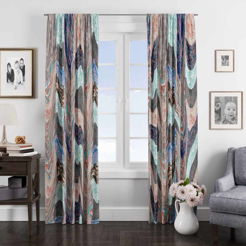 Panneaux de rideaux semi-transparents abstraits, L 20 po x L 82 po
