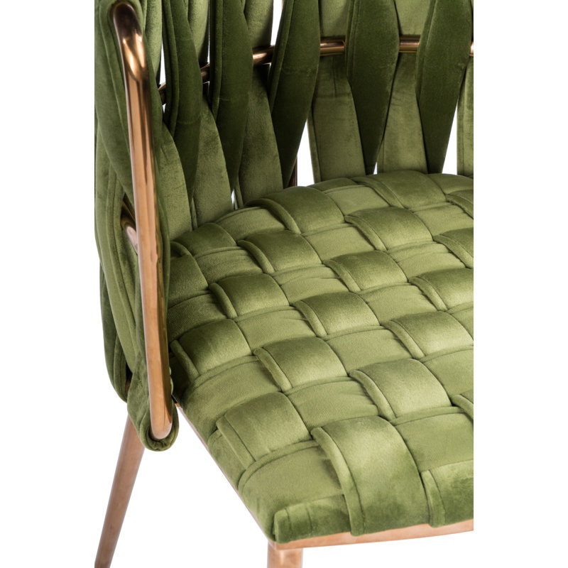 Tyrone 27" Modern Counter Stool with Weave Design and Metal Legs - Sleek Seating for Kitchen Island or Breakfast Bar, Green