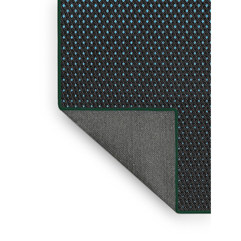 Tissé à la machine en laine et polyester bleu/noir Tapis décoratif, Rectangle 2 pi x 5 pi