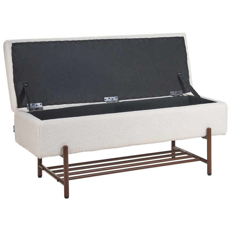 Upholstered Storage Bench, White
