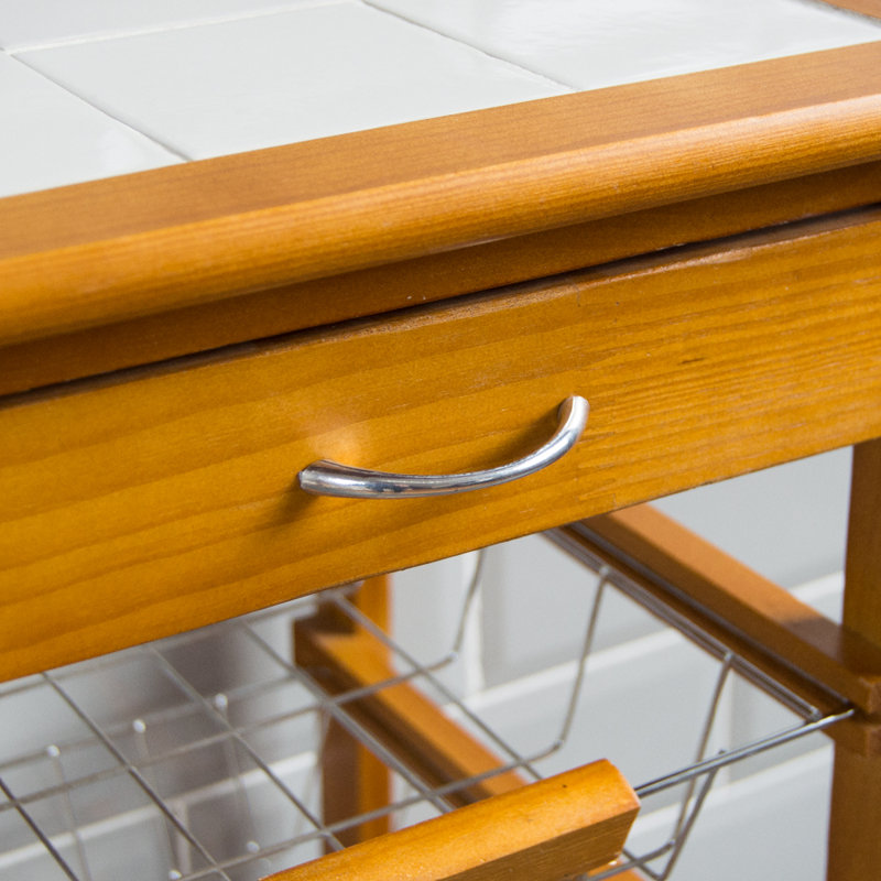 37cm W Solid Wood Kitchen Island, Brown, 76cm H x 37cm W x 37cm D