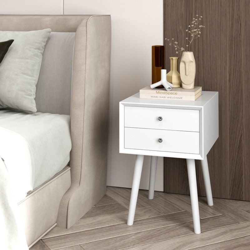 Islandia 40 cm W Bedside Table, White