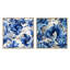 Motif victorien de tourbillons ornementaux bleu cobalt - ensemble de collage carré floral-463933631-463933616
