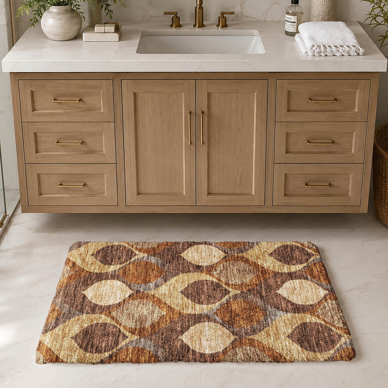 Tapis Dream Shag ADS749 de style moderne du milieu du siècle, lavable à la machine de qualité supérieure, Copper, 1'8" x 2'6"