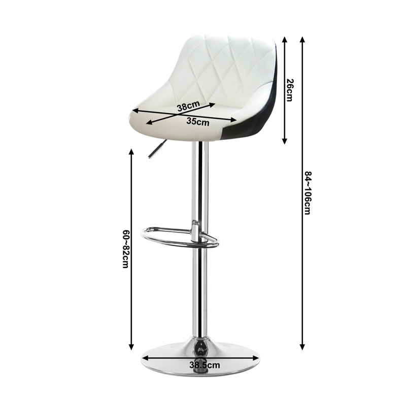 Dequay Swivel Bar Stool, White/Black