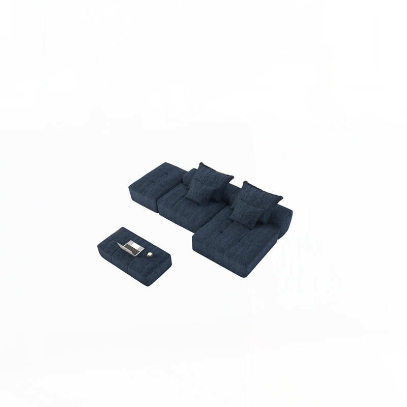 Canapé modulaire moderne, 3, Chenille bleu