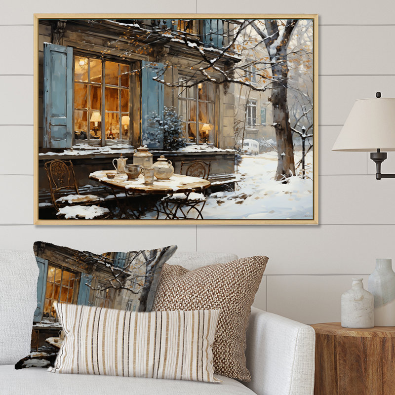 «Paris City Tower Winter Winter Charm II», art mural de la ville de Paris, Cadre flottant blanc, H 30 po x l 40 po x P 1,5 po