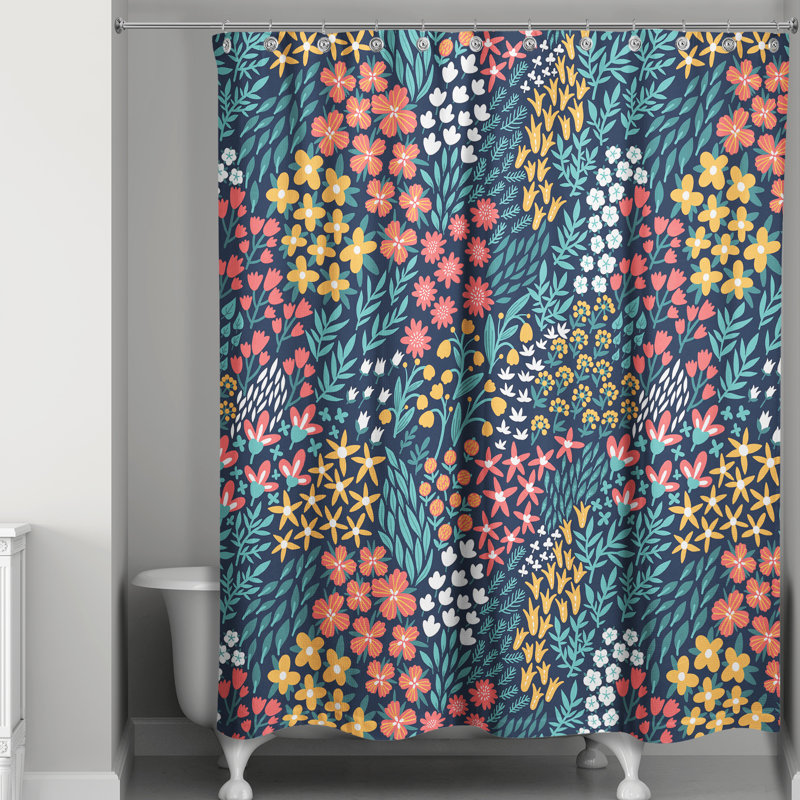 Rideau de douche simple à motif floral Zoee