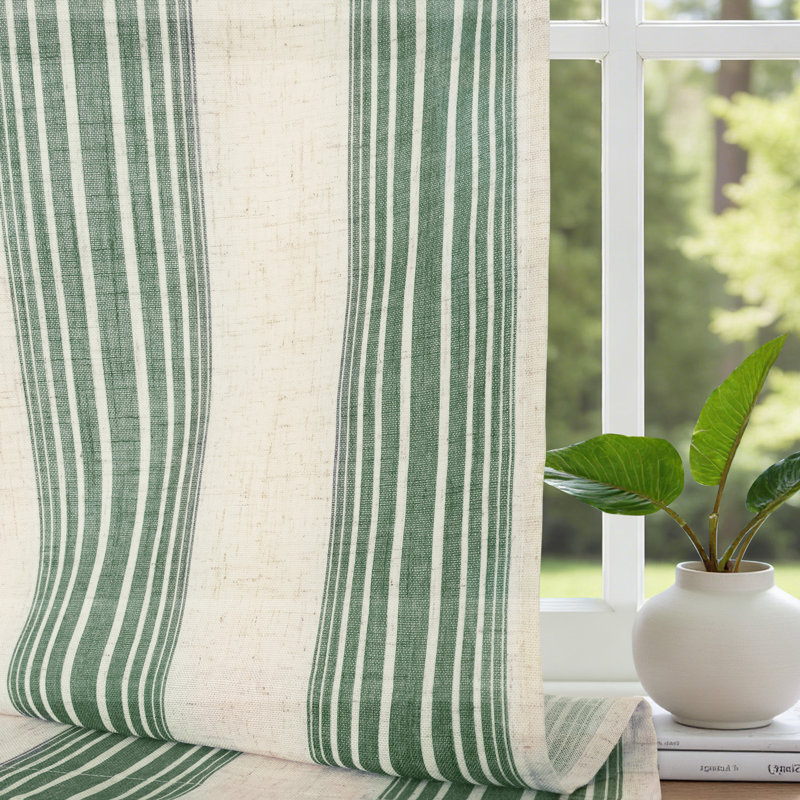 Rideaux semi-transparents avec passe-tringle Chris, Vert Loden, L 52 po x L 63 po