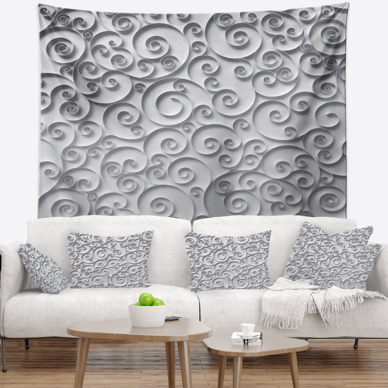 Tapisserie abstraite en papier bouclé, H 68 po x l 80 po