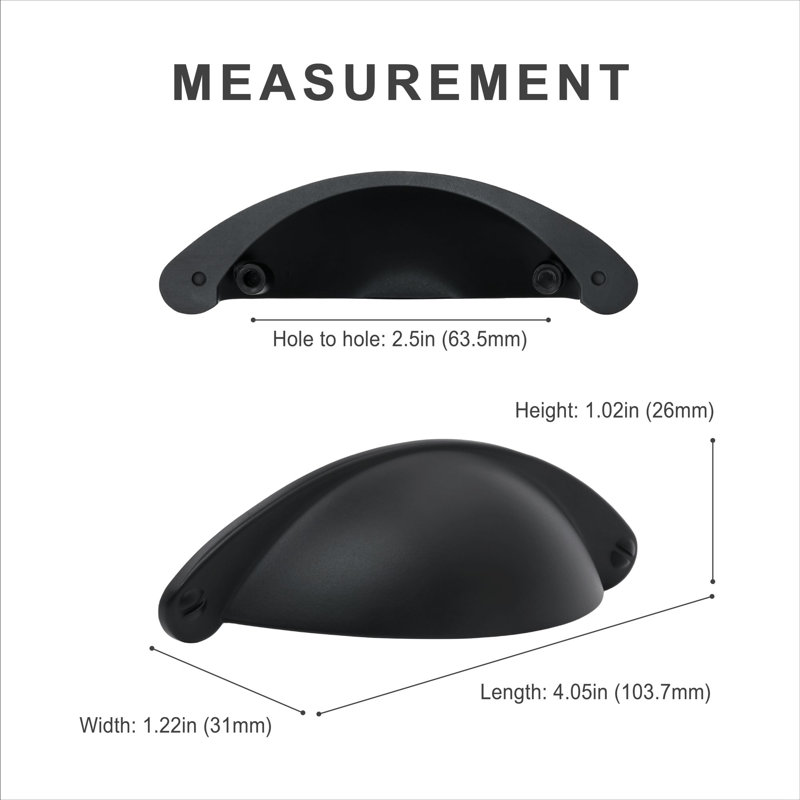Classic Collection  2.5" Centre to Centre Cup/Bin Pull, Black