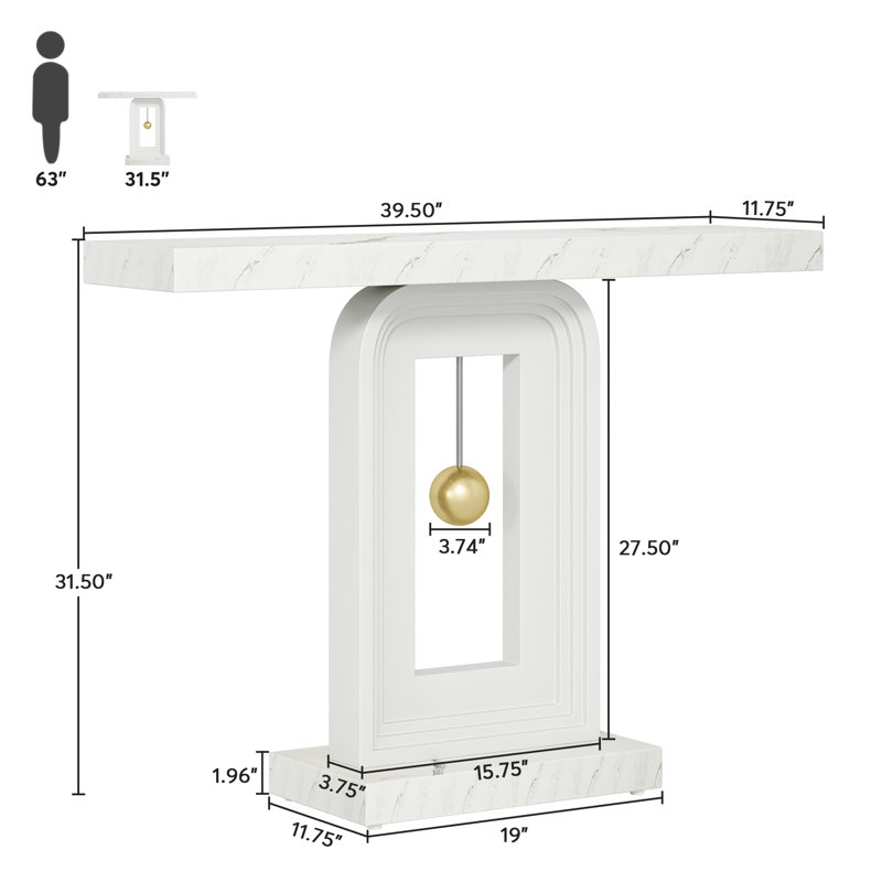 39.5'' Console Table, White