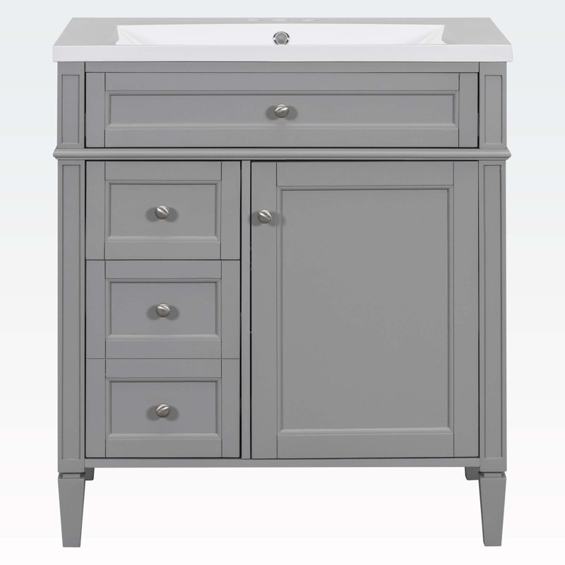 Thaddeus 30'' Single Bathroom Vanity with Resin Top, Gray
