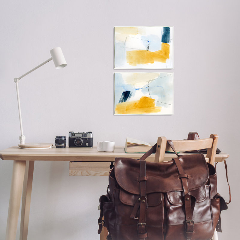 «Yellow Patchy Abstract 2 PC Wall Plate Art Set» par Victoria Barnes