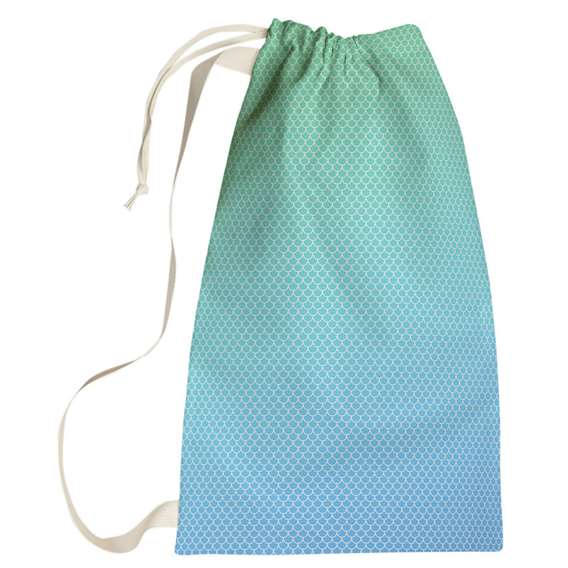 Kitterman Fabric Laundry Bag with Handles, Large (76.5" H x 29.5" W x 1.5" D), Blue/Green