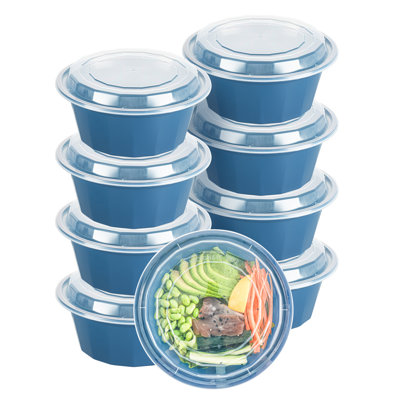 Restaurantware-Asporto 32 Ounce Round Take Out Containers, 100 Food Containers With Lids - Microwavable, Disposable, Midnight Blue Plastic To Go Boxes For Food, No BPA, For Take Out And Delivery