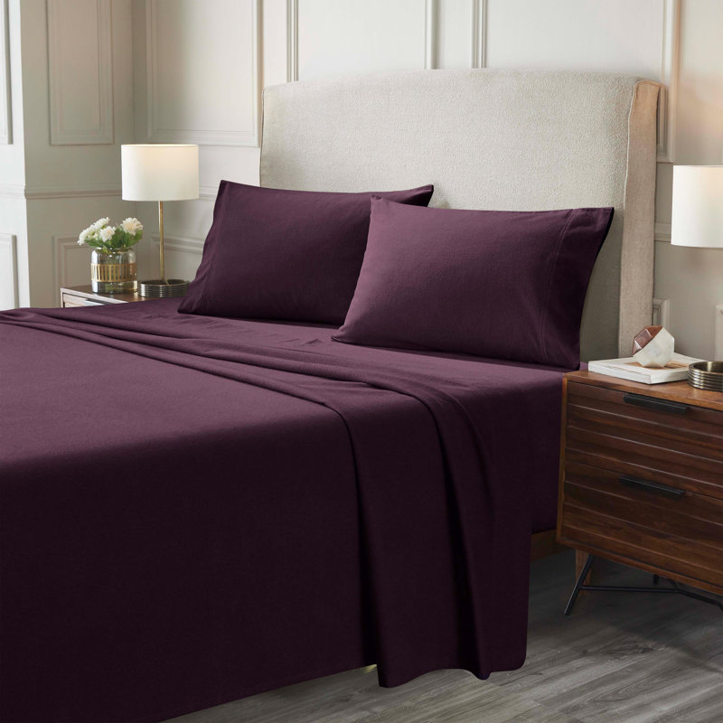 Ensemble de draps 100% flanelle de coton Blue Nile Mills, Mauve, Ensemble de draps pour lit simple TG avec 1 taie d